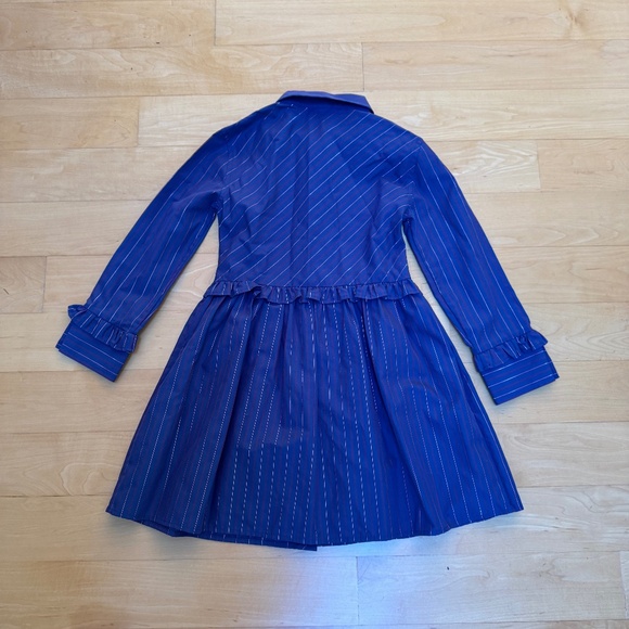Girls Brooks Brothers Fleece NWOT Navy Cotton Shirt Dress Sz. 5 - Picture 2 of 7